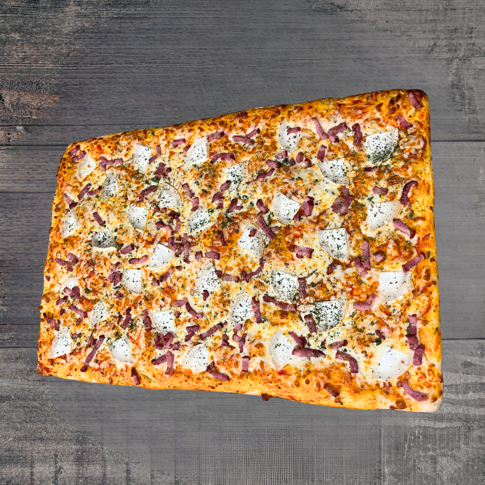 Platine de Pizza Chèvre Lardons (60x40cm)